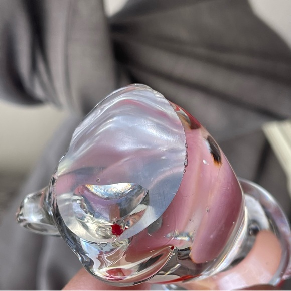 Vintage | Art Glass Clear Cat Swallowed A Fish In Belly Paperweight 3.25" Tall - Picture 8 of 13